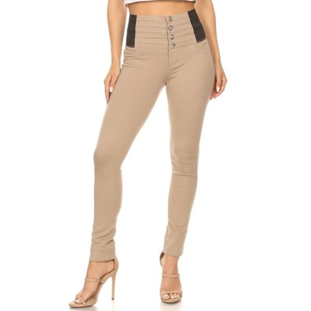 Camel High Waist Slim Fit Pants